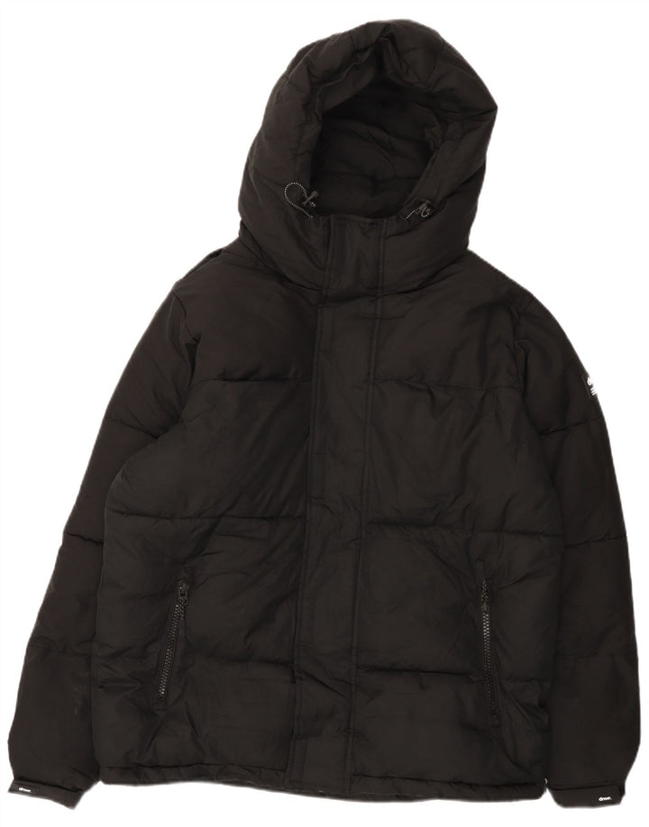 Giacca imbottita ampia con cappuccio ZARA da uomo UK 36 piccola poliestere nero