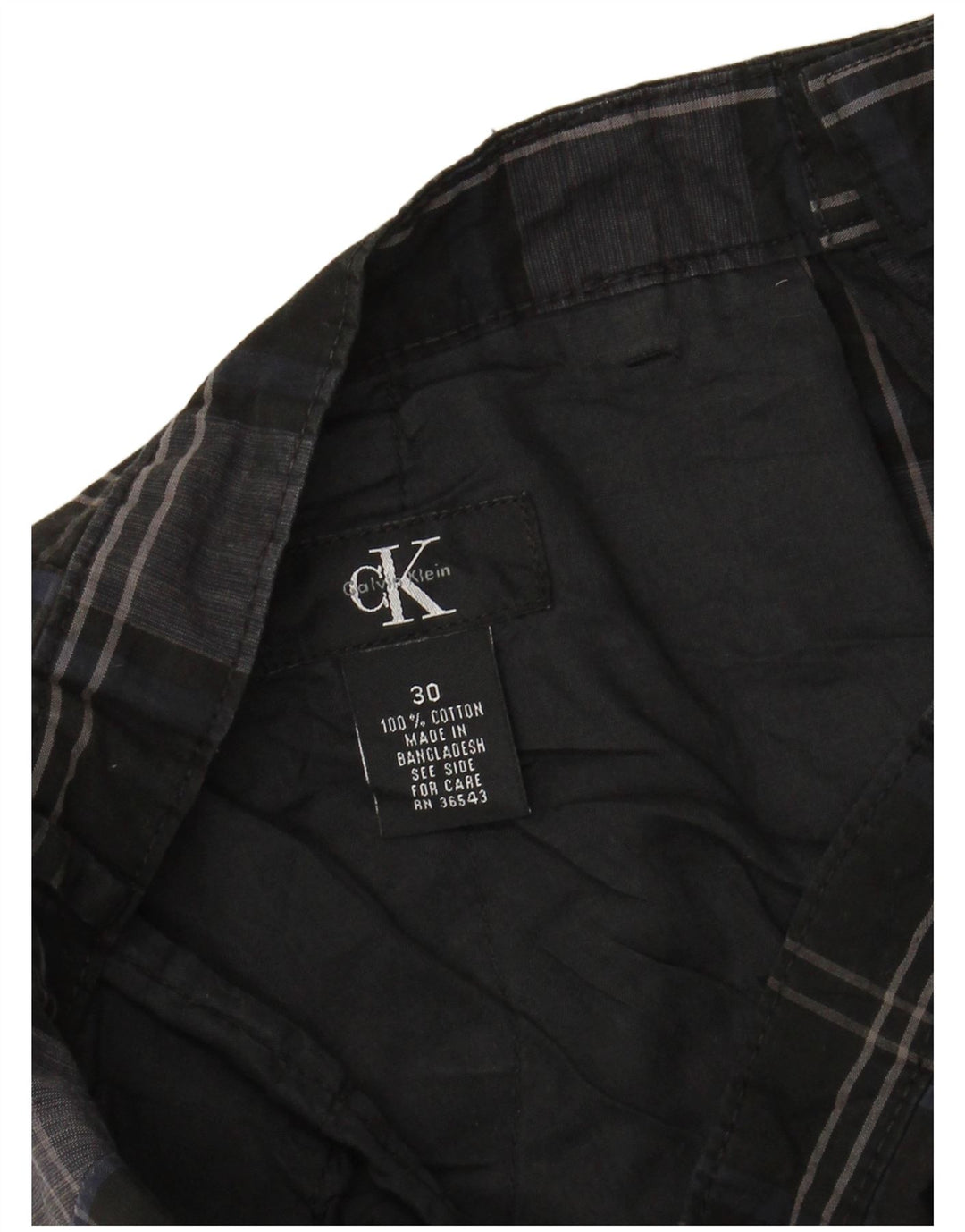 CALVIN KLEIN Pantaloncini chino da uomo W30 cotone medio a quadri neri