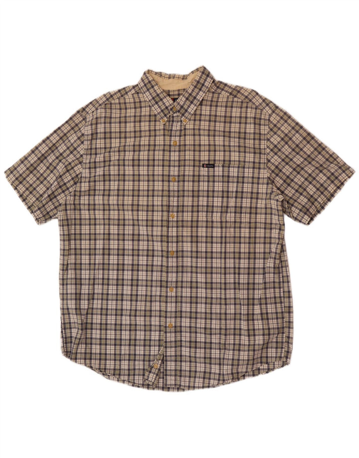 Chaps Camicia da uomo a maniche corte vestibilità regolare XL in cotone a quadri multicolore
