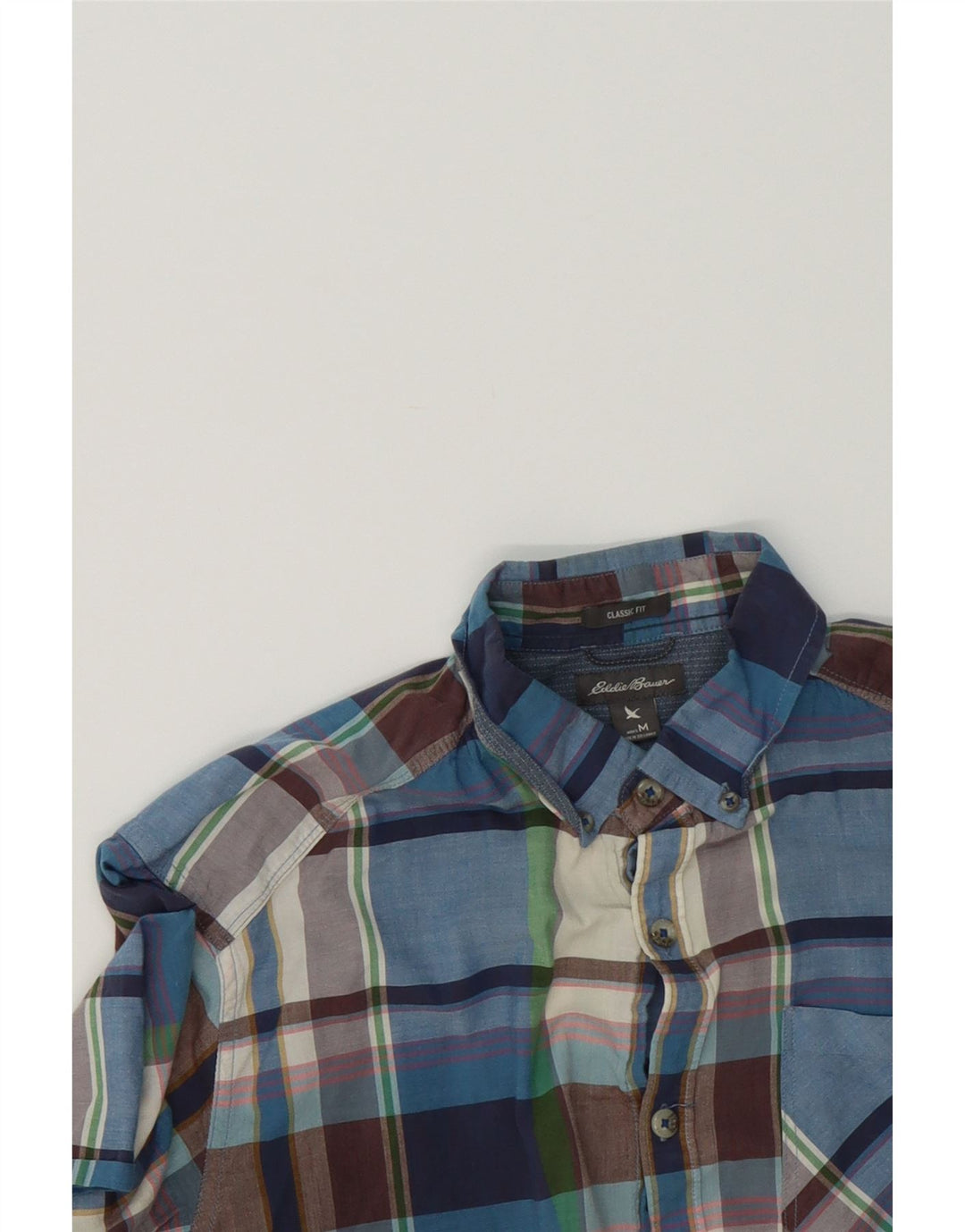 EDDIE BAUER Mens Classic Fit Shirt Medium Blue Check Cotton Vintage Eddie Bauer and Second-Hand Eddie Bauer from Messina Hembry 