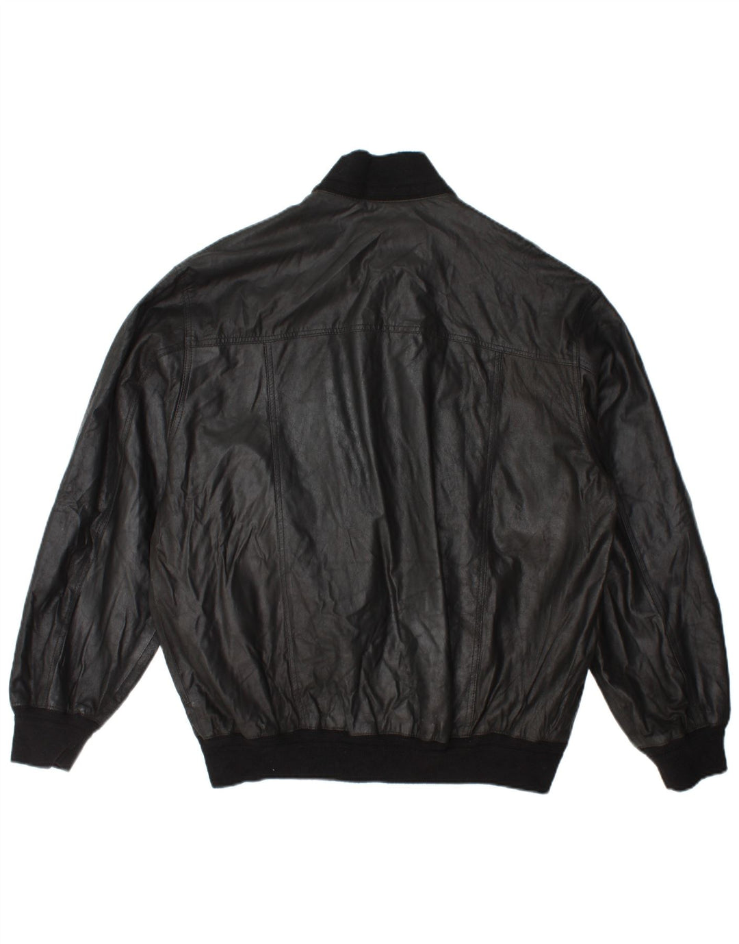 Giacca bomber in pelle da uomo vintage IT 54 2XL Pelle nera