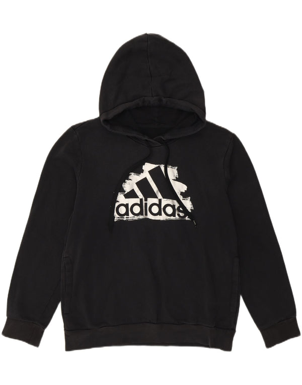 Felpa con cappuccio grafica da donna vestibilità ampia Adidas UK 14 cotone nero medio