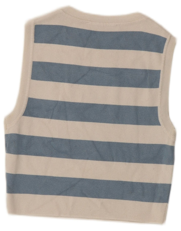 Top corto senza maniche da donna Zara UK 14 viscosa a righe blu grandi