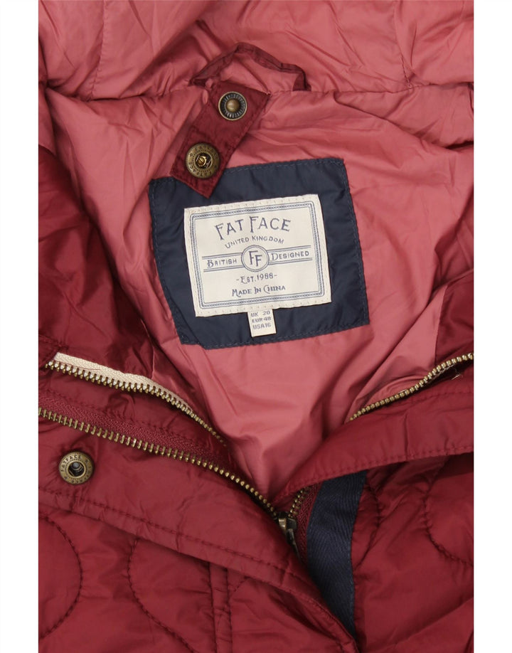 FAT FACE Giacca trapuntata con cappuccio da donna UK 20 2XL Poliestere bordeaux