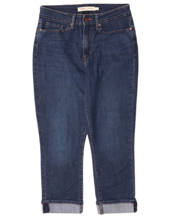 Jeans Capri da donna a vita media firmati Levi's US 4 Small W27 L21 cotone blu