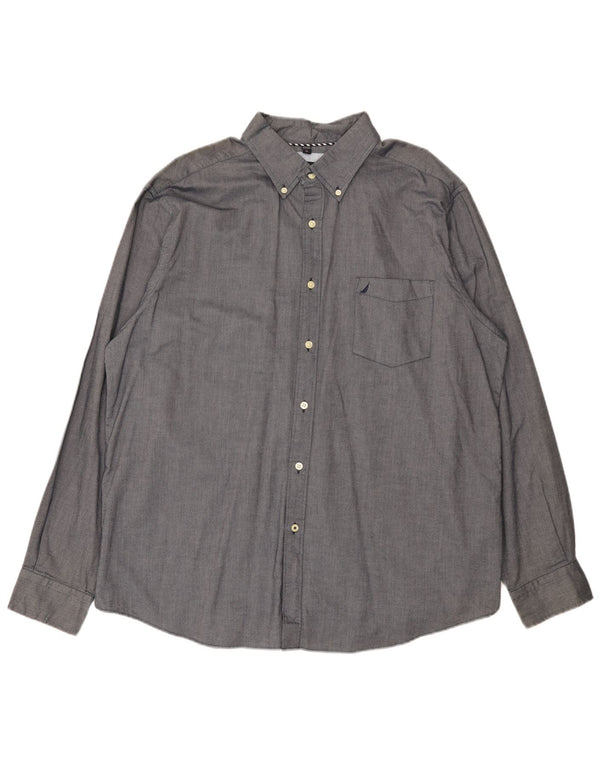Camicia da uomo Nautica XL in cotone grigio