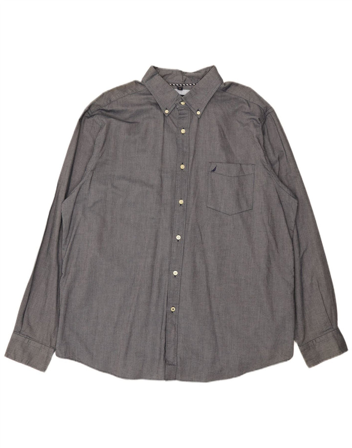 Camicia da uomo Nautica XL in cotone grigio