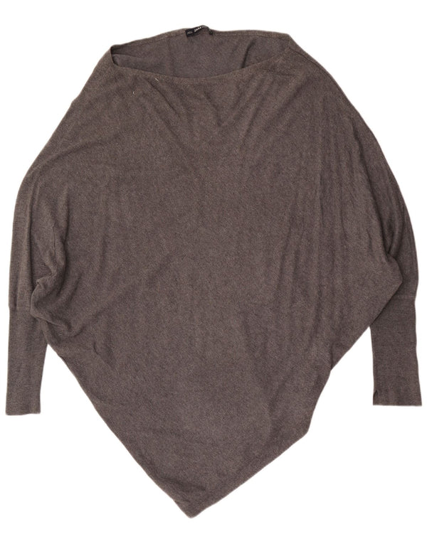 Maglione Zara da donna oversize con scollo a barca e maniche a 3/4 UK 16 Large Grigio