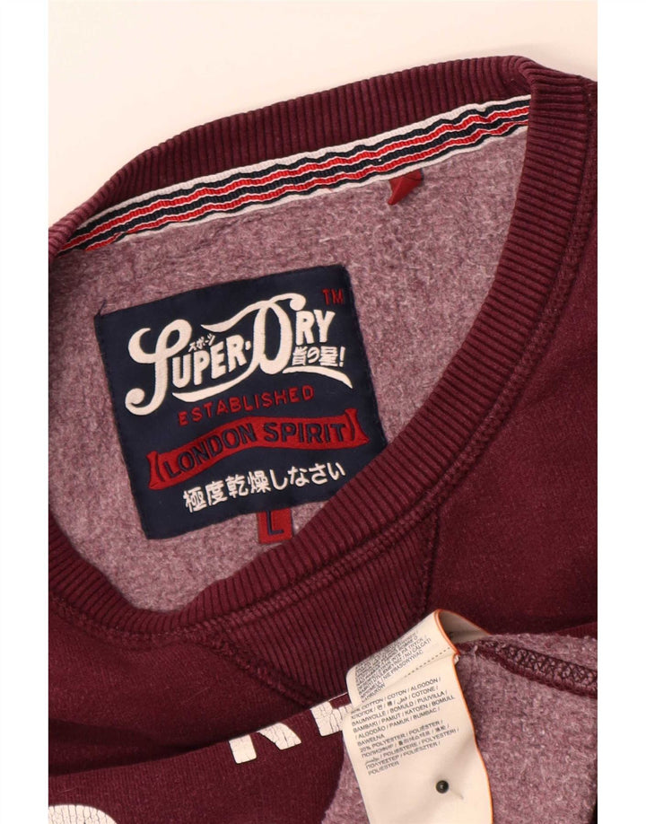 Felpa grafica da uomo Superdry, maglione grande, cotone marrone