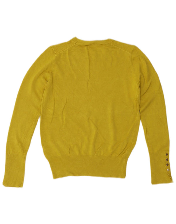 Maglione Girocollo Da Donna ZARA UK 10 Piccolo Giallo Viscosa