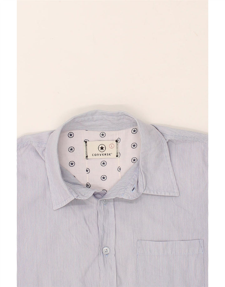 CONVERSE Mens Short Sleeve Shirt Large Blue Pinstripe Cotton Vintage Converse and Second-Hand Converse from Messina Hembry 