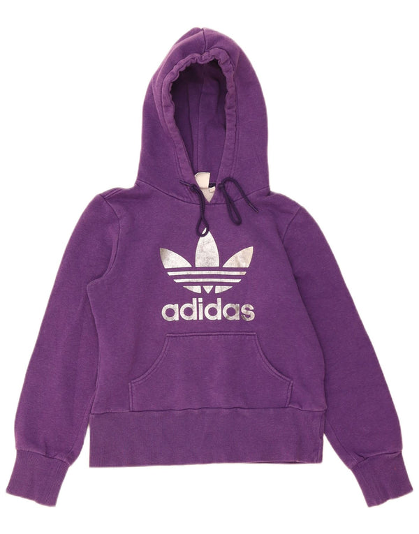 Felpa con cappuccio grafica corta Adidas da donna IT 44 cotone viola medio