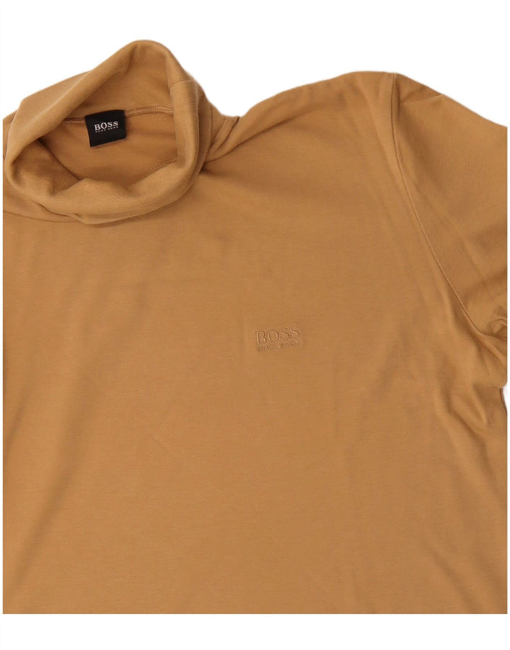 Hugo Boss Top da uomo con collo alto a maniche lunghe in cotone beige medio