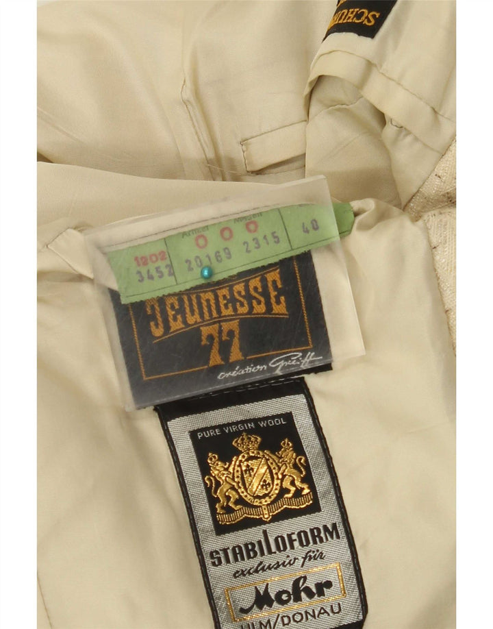 Giacca blazer vintage da uomo a 3 bottoni IT 48 Lana vergine screziata beige medio