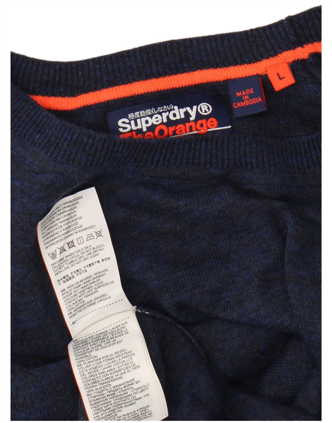 Maglione da uomo girocollo Superdry in cotone blu di grandi dimensioni