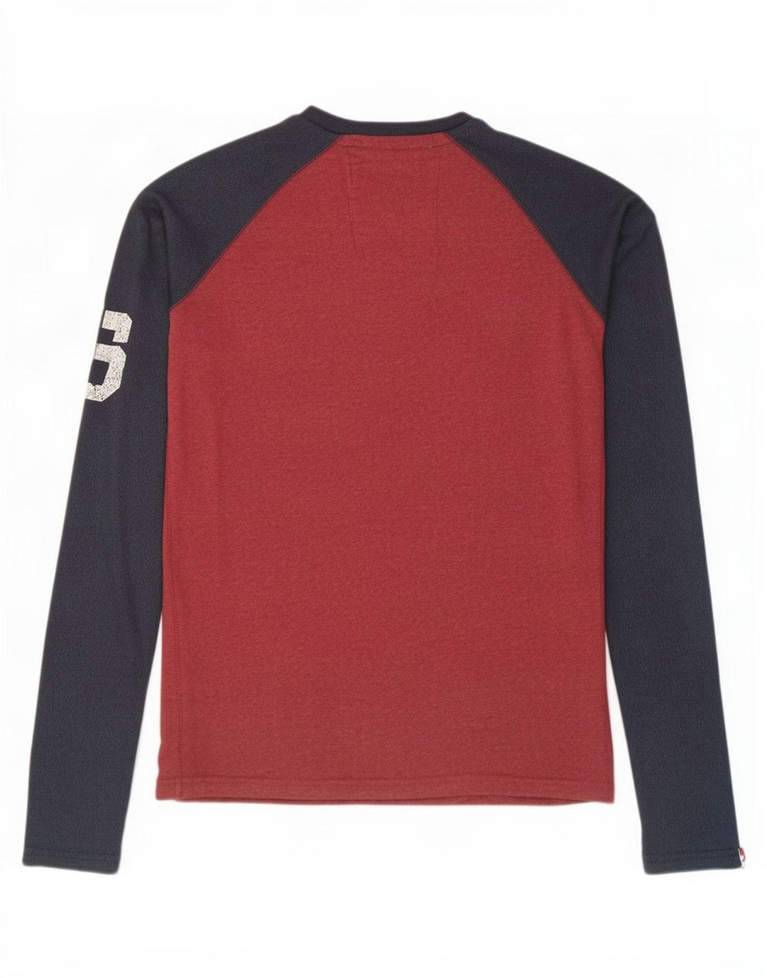 Top grafico da uomo Superdry a maniche lunghe in cotone color block rosso medio