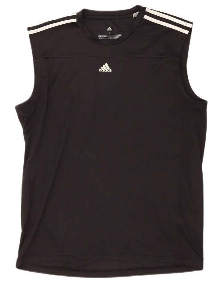 Canotta Adidas Climalite da uomo grande in poliestere nero