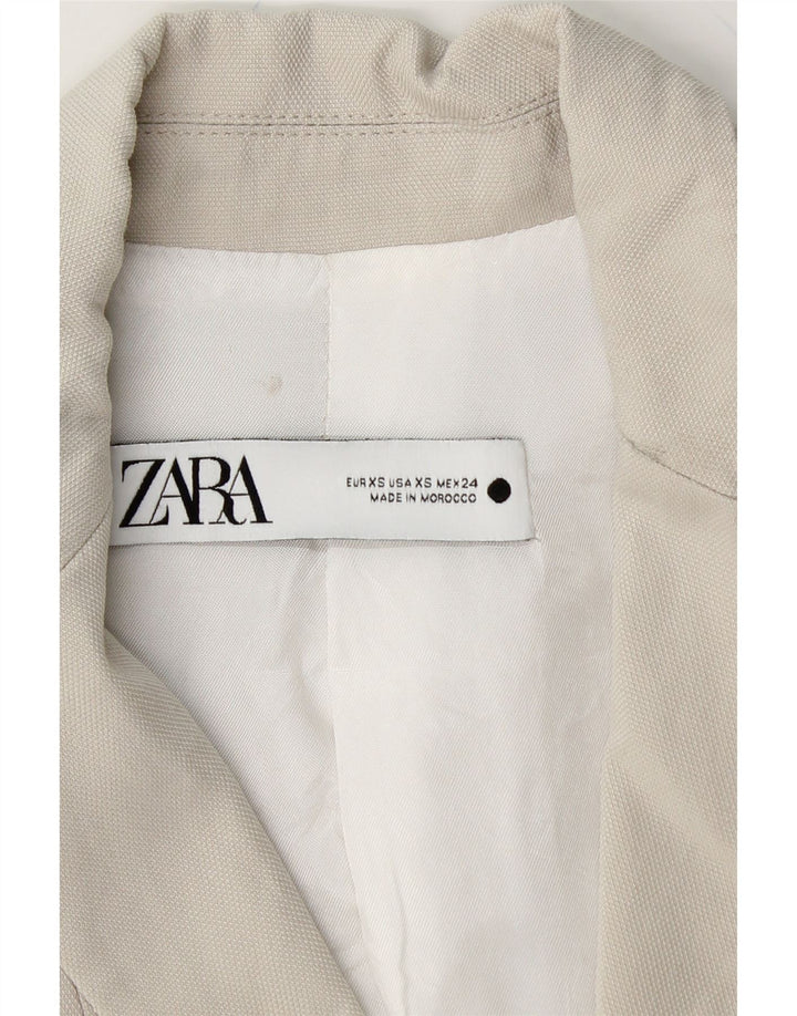 ZARA Womens 1 Button Blazer Jacket UK 6 XS White Vintage Zara and Second-Hand Zara from Messina Hembry 