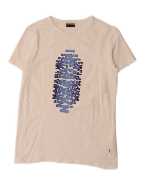 T-shirt con grafica geografica per ragazze NAPAPIJRI 13-14 anni in cotone bianco