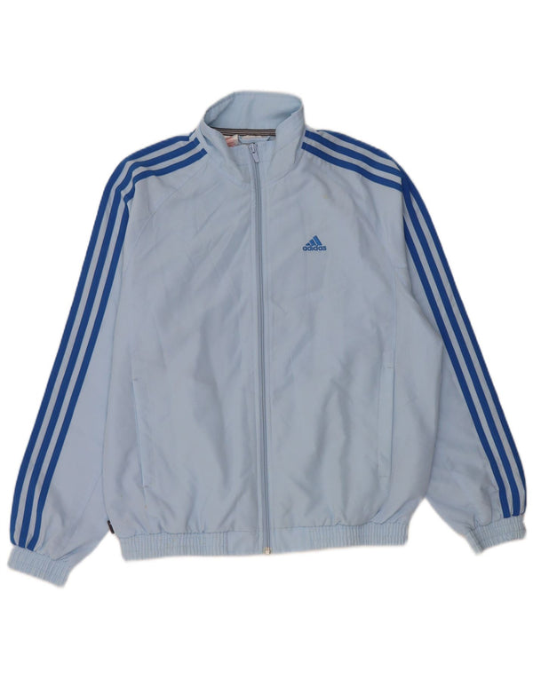 Adidas Boys Tracksuit Top Jacket 13-14 Years Blue Polyester