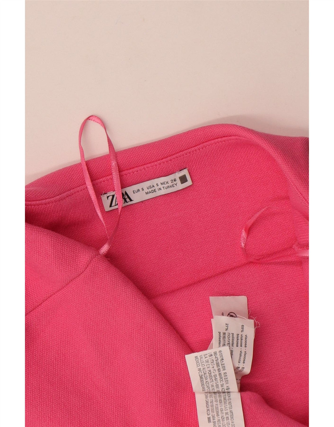 Abito senza spalline da donna Zara UK 8 Small in viscosa rosa