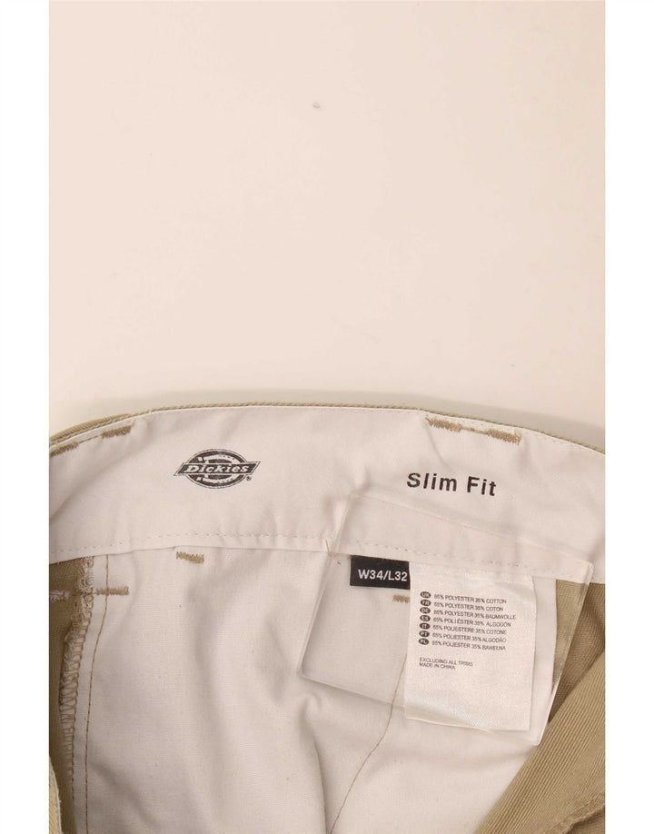 Pantaloni chino slim fit da uomo Dickies W34 L32 poliestere kaki