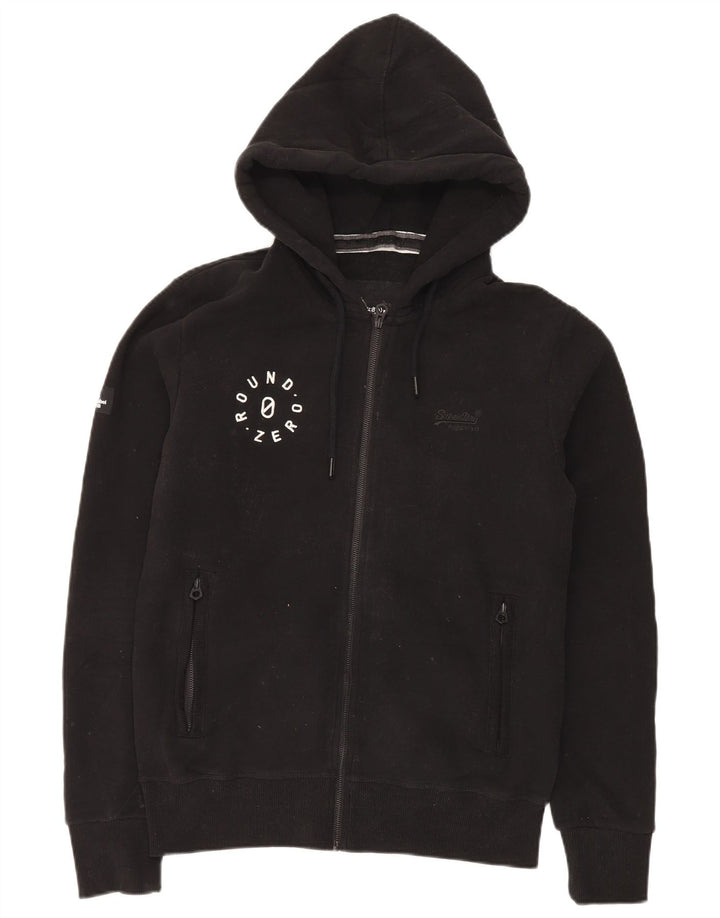 Maglione con cappuccio e zip da uomo Superdry in cotone nero medio