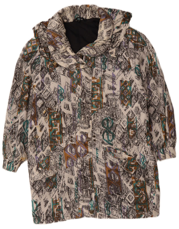 Cappotto giacca a vento da donna VINTAGE UK 10 Piccolo geometrico multicolore