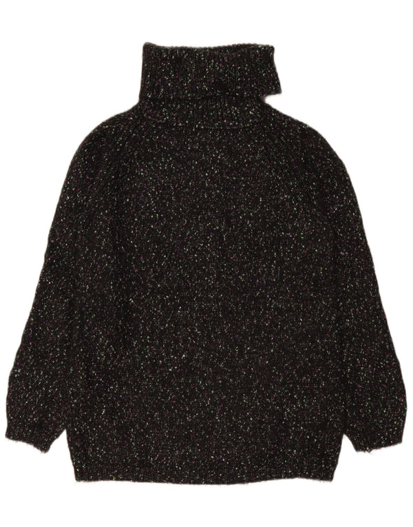 Maglione maglione a collo alto da donna Marks & Spencer UK 10 piccolo nero chiazzato