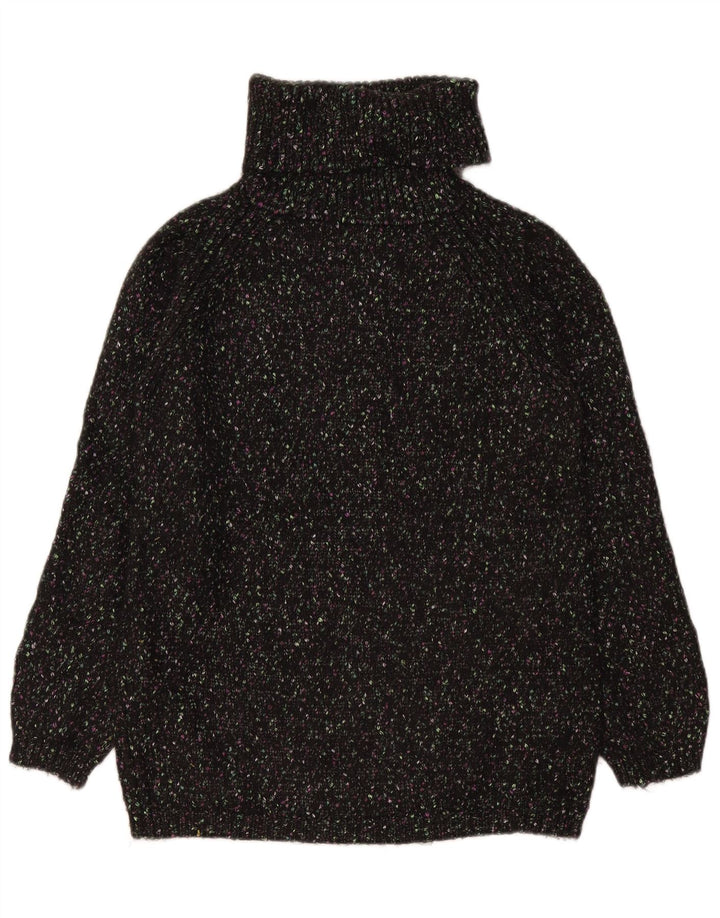Maglione maglione a collo alto da donna Marks & Spencer UK 10 piccolo nero chiazzato