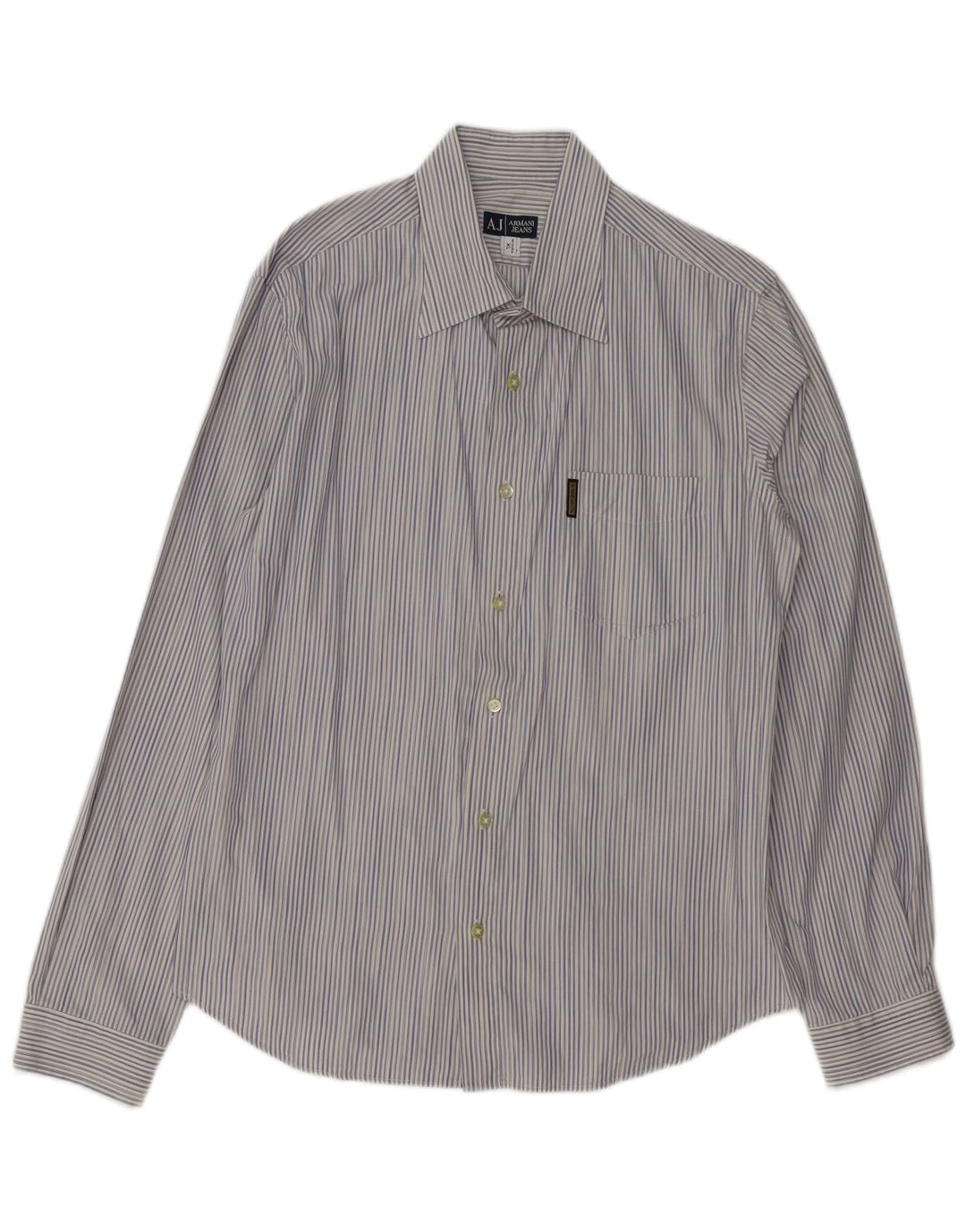 ARMANI JEANS Camicia Uomo XL Cotone Rigato Blu