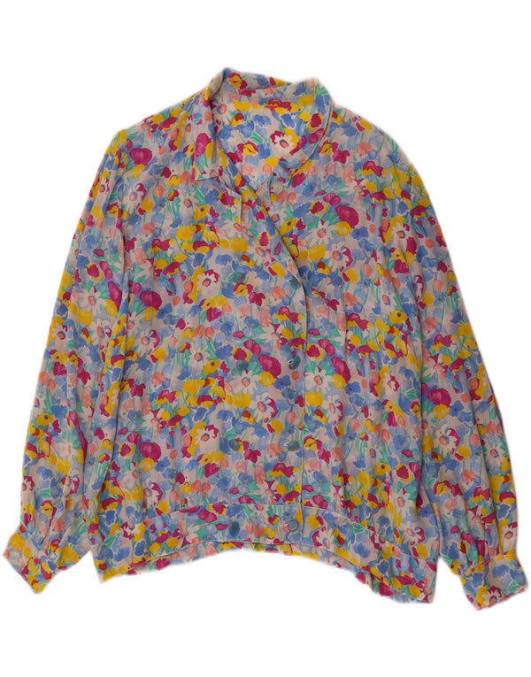 Camicetta camicia vintage da donna UK 18 XL floreale multicolore