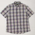 EDDIE BAUER Camicia da uomo a maniche corte vestibilità classica XL viola a quadri