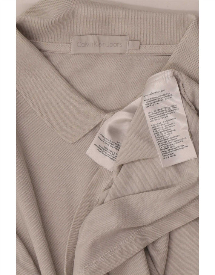 Polo da uomo Calvin Klein Jeans grande in cotone grigio