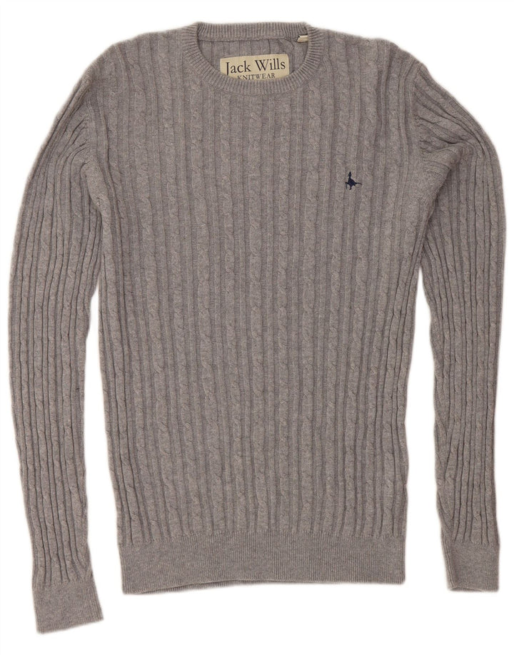 JACK WILLS Maglione girocollo da uomo piccolo in cotone grigio