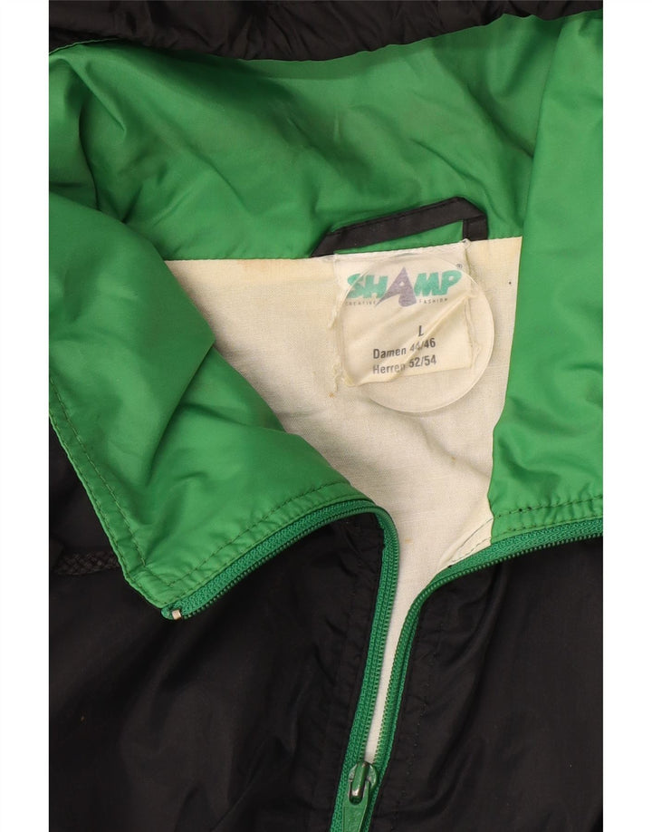 SHAMP Giacca antipioggia da uomo con cappuccio UK 40 Large Nero Colorblock Poliammide