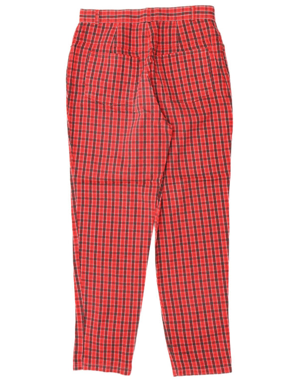 Pantaloni casual a vita alta da donna Basics UK 16 Large W30 L30 a quadri rossi