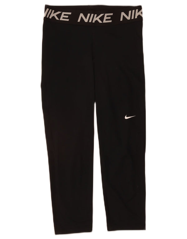 Leggings Capri con grafica NIKE da donna UK 12 poliestere nero medio