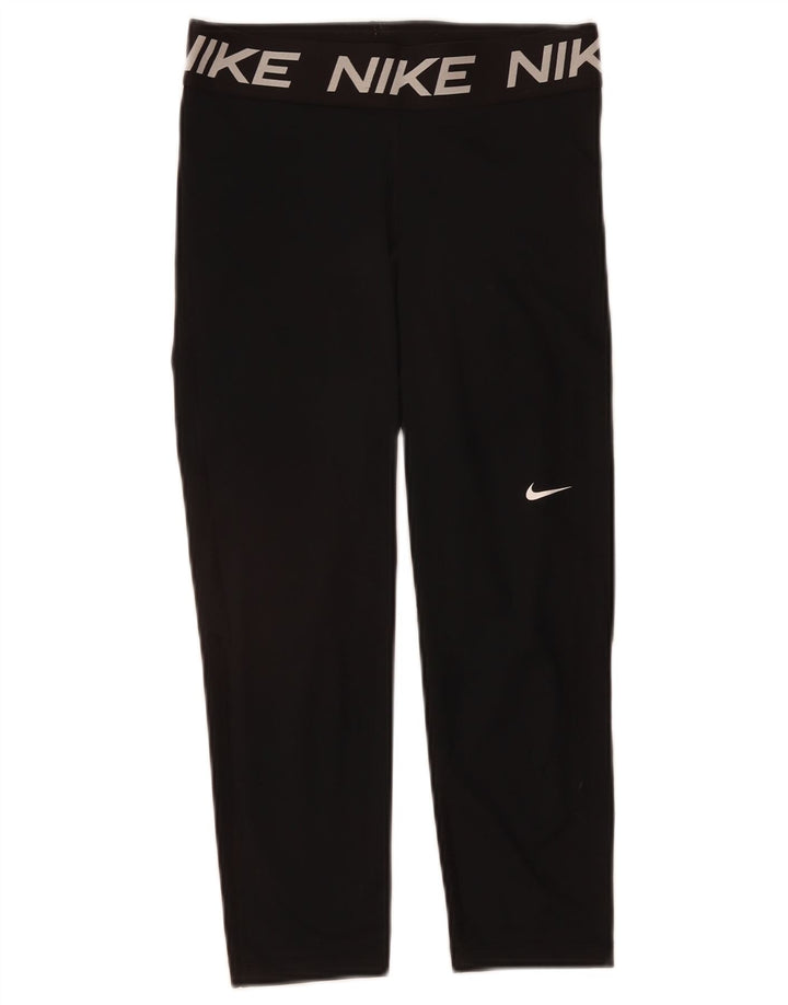 Leggings Capri con grafica NIKE da donna UK 12 poliestere nero medio