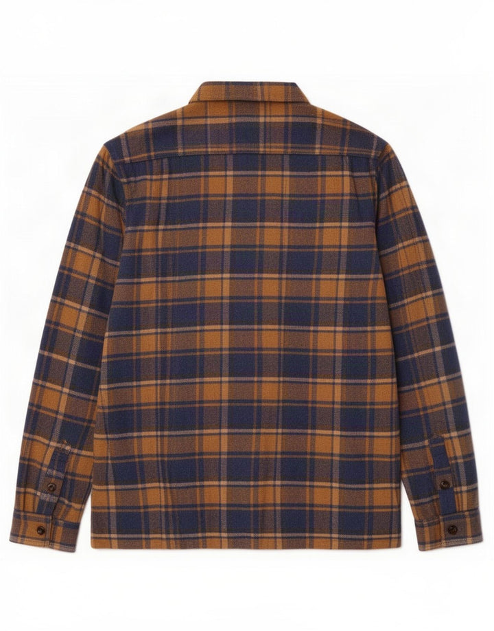 Fat Face Camicia da uomo in flanella vestibilità regolare Shacket Lana a quadri blu grande
