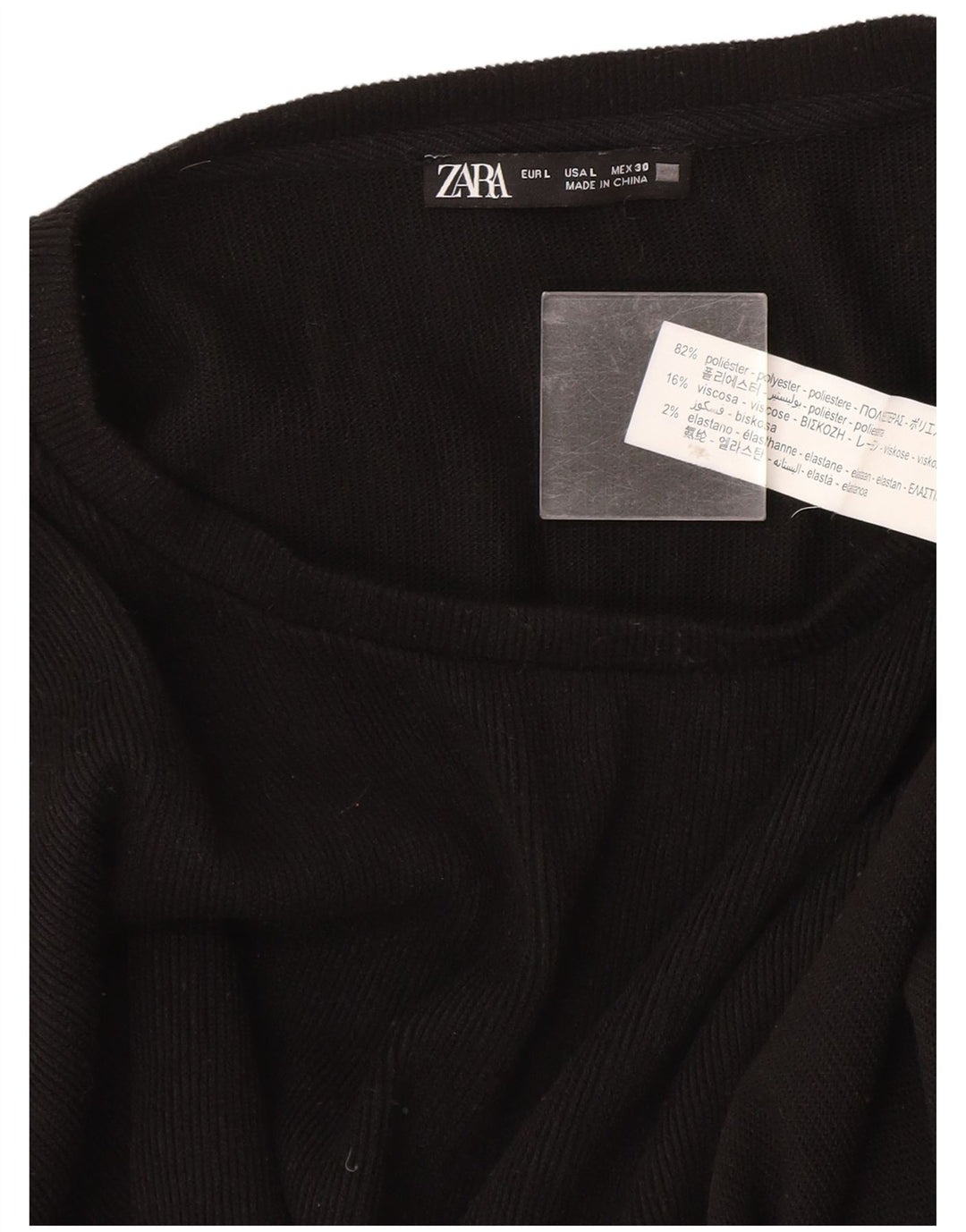 Maglione maglione con scollo a barca da donna Zara UK 16 grande poliestere nero