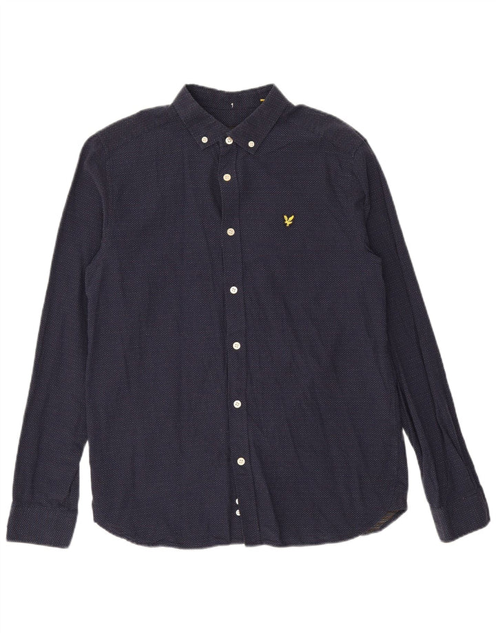 Camicia da uomo LYLE & SCOTT in cotone maculato medio blu navy