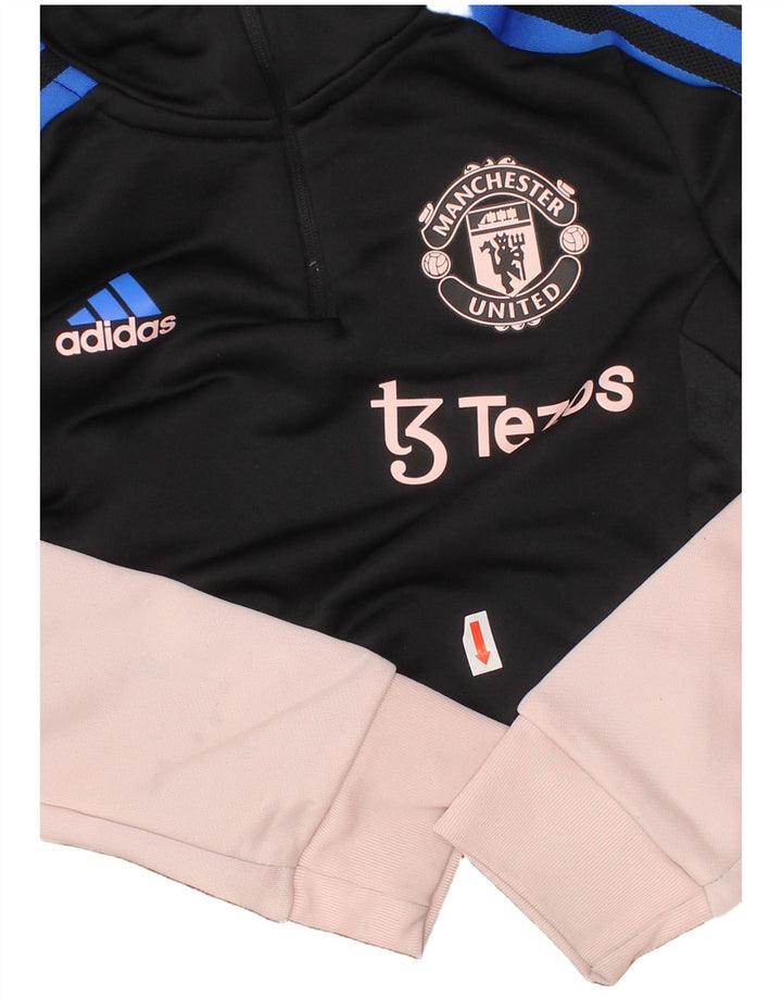 Felpa con cappuccio ADIDAS per ragazze del Manchester United, 7-8 anni, color block nero