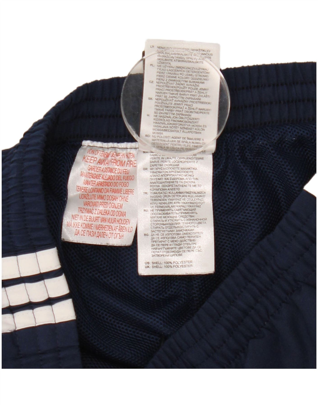 Pantaloni della tuta da ragazzo Adidas 9-10 anni in poliestere blu navy
