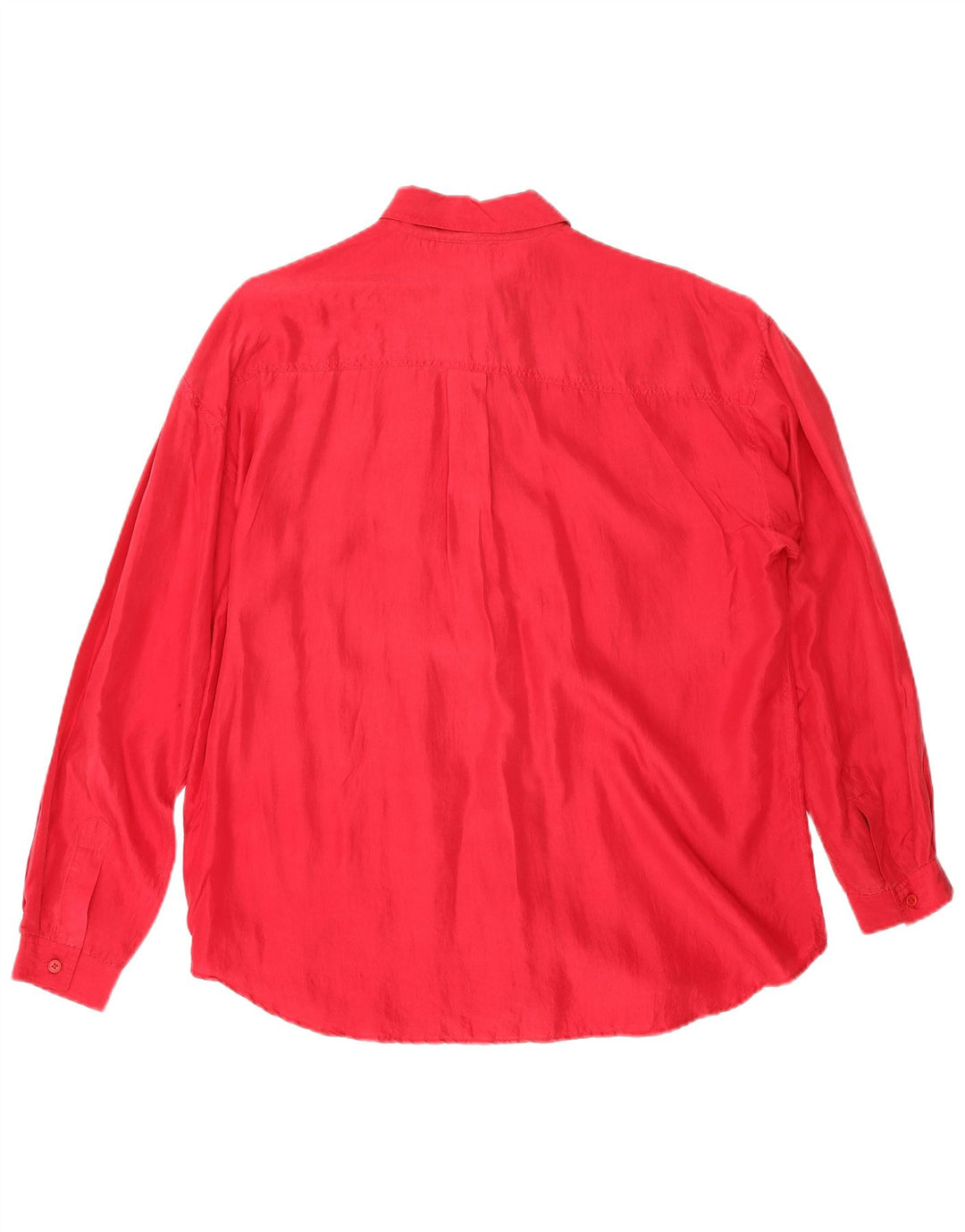 Camicetta camicia vintage da donna UK 14 seta rossa media