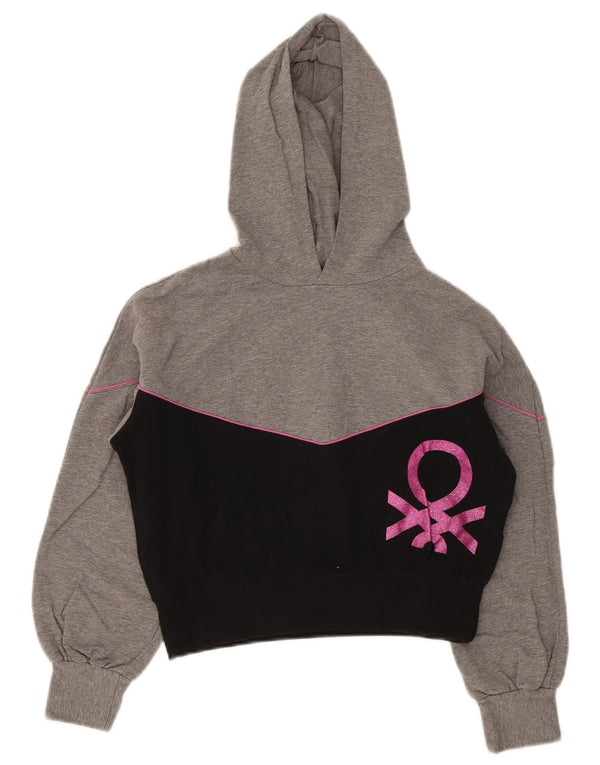 Felpa con cappuccio grafica per ragazze Benetton 11-12 anni 2XL Colorblock grigio
