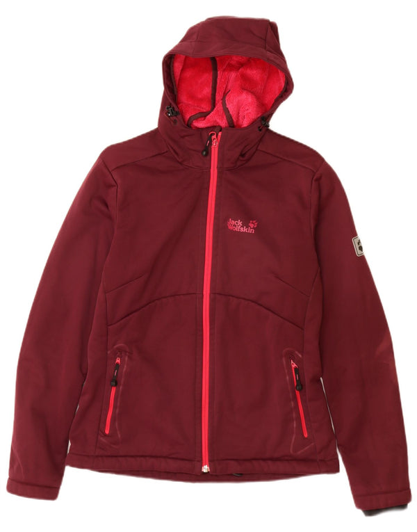 Giacca a vento con cappuccio da donna Jack Wolfskin UK 10 piccola Borgogna