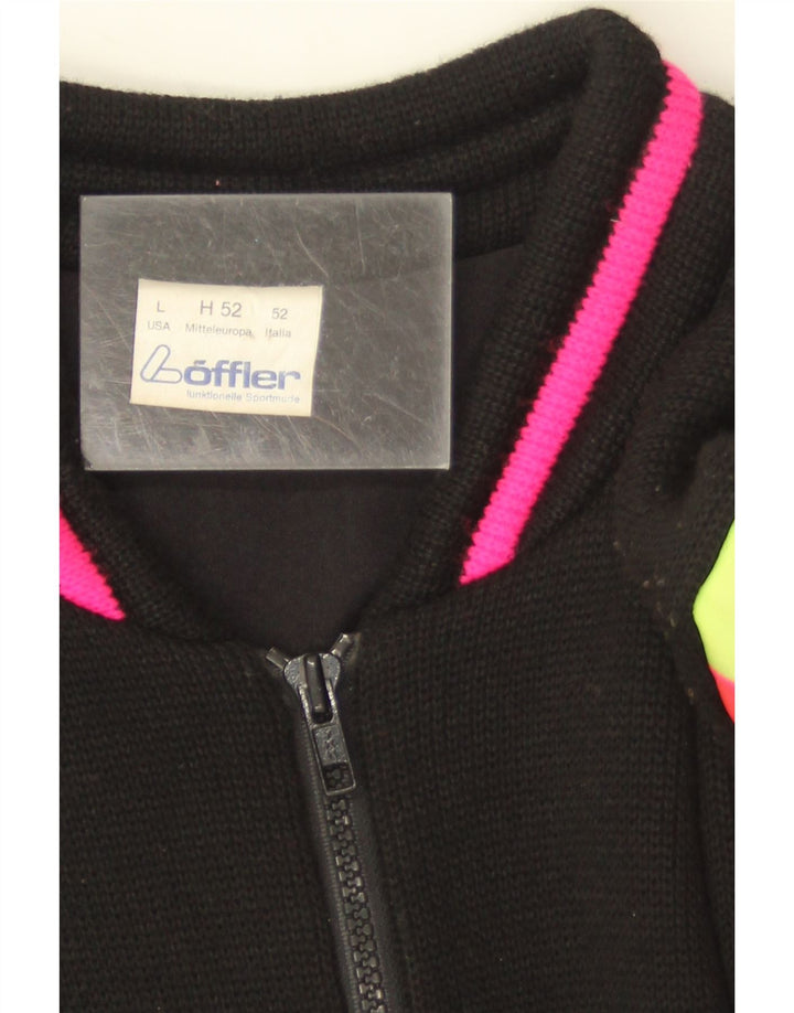 Loffler Maglione da sci da uomo Maglione grande in lana color block nero