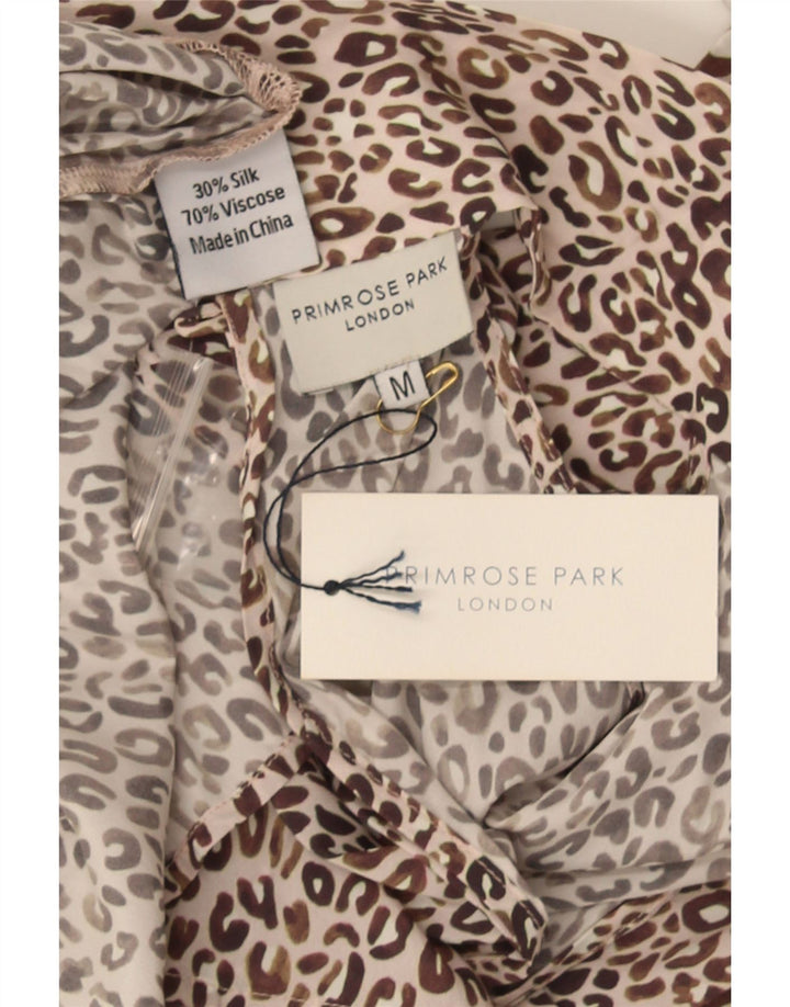 Primrose Top da donna con allacciatura sul davanti UK 12 Seta con stampa animalier marrone medio