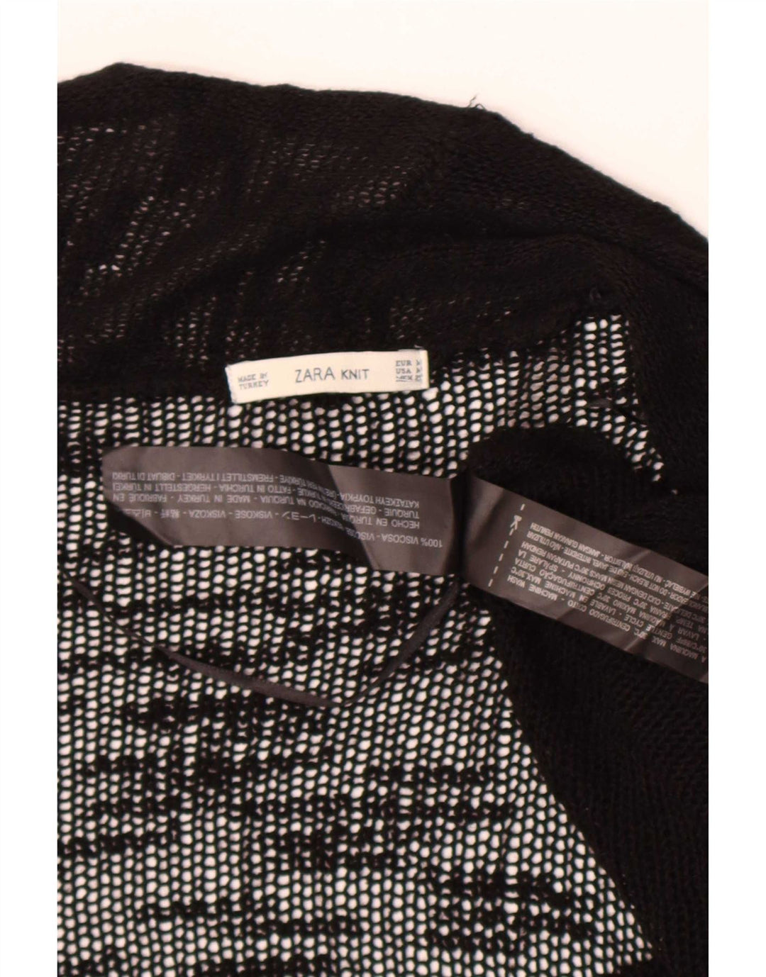 Maglione cardigan aperto trasparente da donna Zara UK 12 viscosa nera media